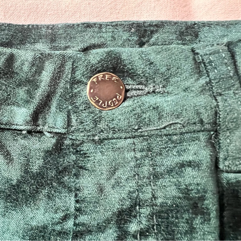 Free People Dark Green Velvet Cropped Flare Pants - Picture 7 of 7